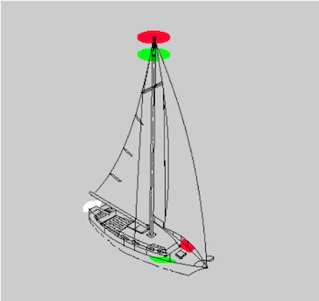 Embarcación de vela mostrando las luces potestatibas